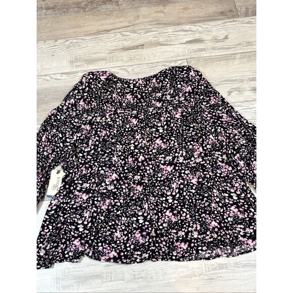 Terra & Sky full figure black floral blouse plus size 0X 14W - Picture 6 of 11